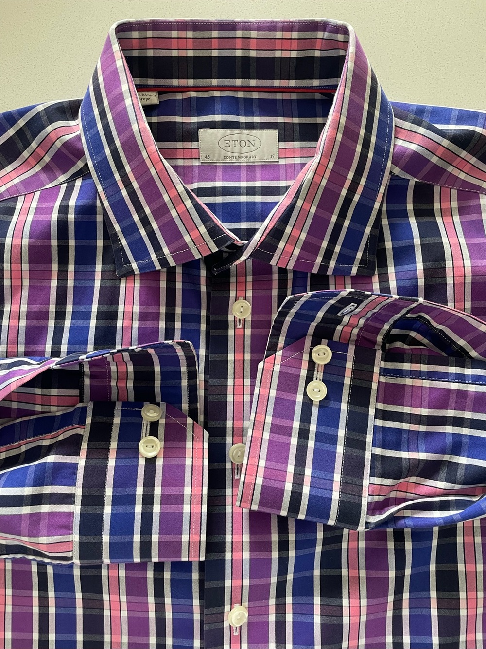 ETON - all cotton striped dress shirt Size 43 (17”neck)